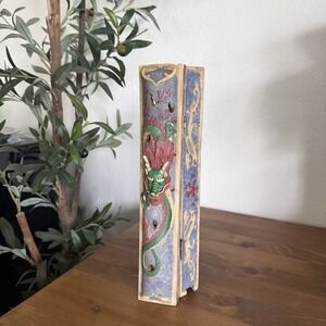 Vintage Asian Dragon Incense Holder Burner Box Resin Hinged Coffin Chinese Decor